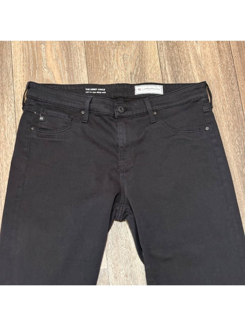 The Abbey Ankle Mid-Rise Super Skinny Black Jeans Anthropologie Size 31R Stretch - Picture 2 of 10
